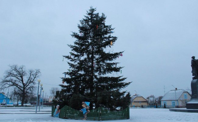 На Брестчине елку украсили тапочками (ФОТО)